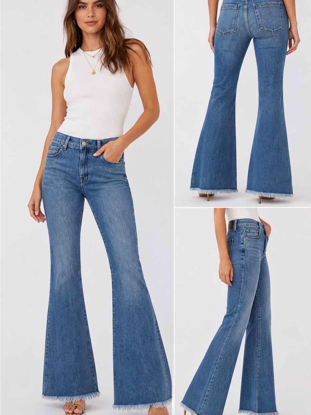 Parker Smith Fiare Flare Jeans Size 26 Blue Raw Hem NWT Made USA